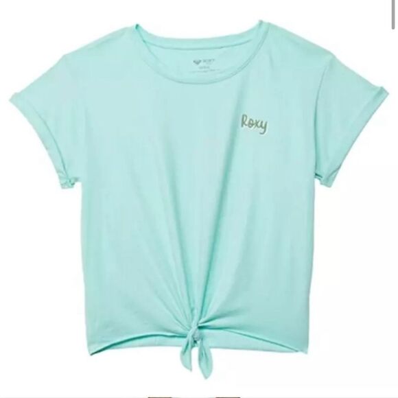 Roxy Girls Colorful Pineapple Tie Front T-Shirt Mint Green S/8 Crop - Picture 1 of 6